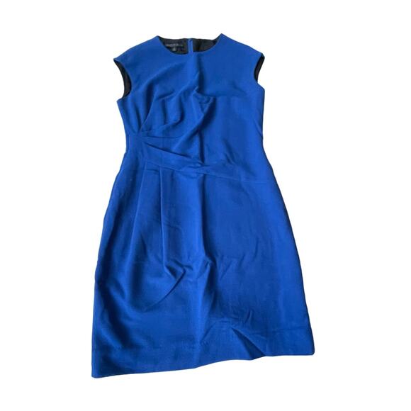 Lafayette 148 Wool Sheath Dress Ruched Cobalt Blue Professional 8 EUC - Picture 1 of 11